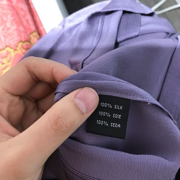 Ellen Tracy Women Purple 100% Silk Sleeveless Tops - Picture 3 of 4